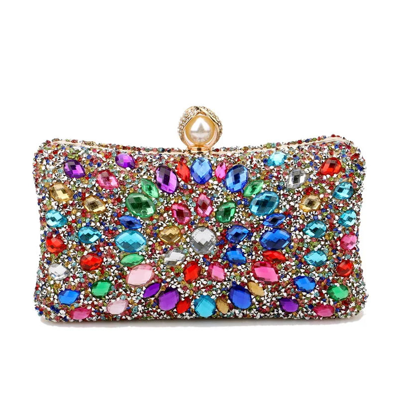 Rhinestones Women Bags Hollow Out Style Fashion Evening Bags Chain Shoulder Handbags Party Wedding Day Clutch Purse YM3218goldcolor