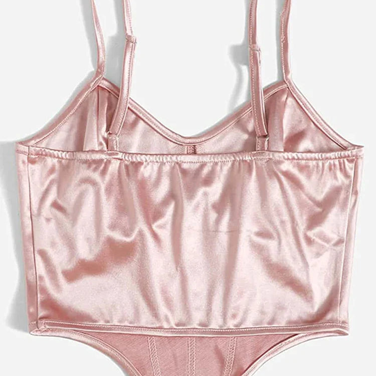 New Summer Women's Satin Sleeveless Chain Strap Crop Tops Tank Tops Bustier Clubwear Camisole