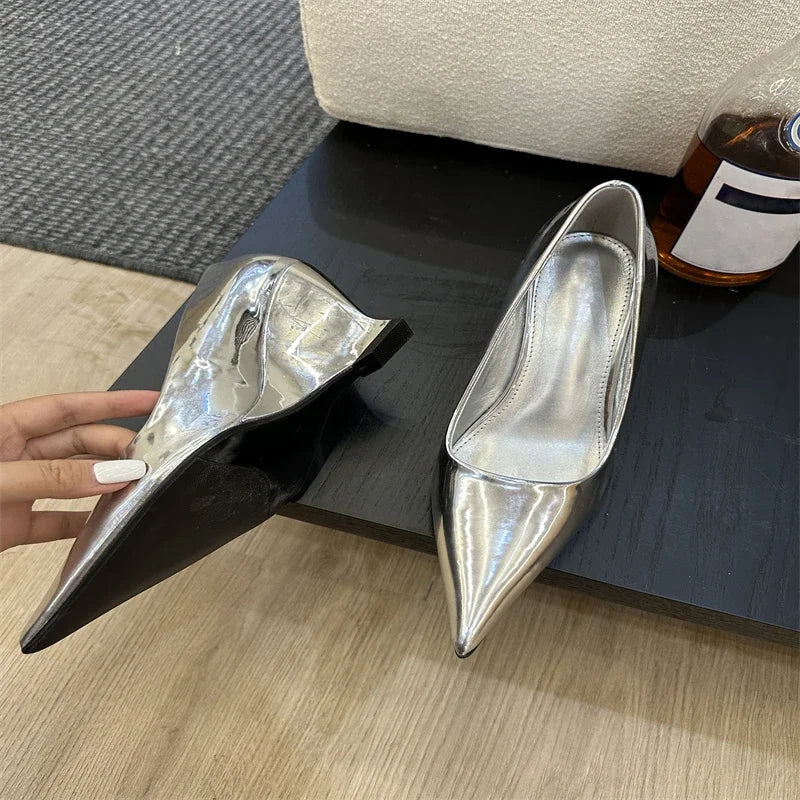 Eilyken Design Pointed Toe Wedges High Heels Women Pumps Silver Red Shoes Sexy Wedding Banquet Zapatos Mujer
