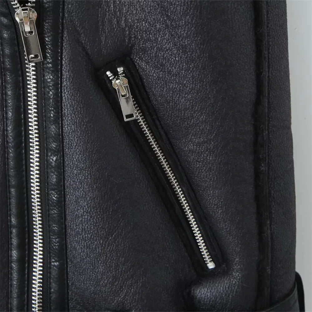 Fashion and Casual Polo Collar Zipper Fur Integrated Vest Coat