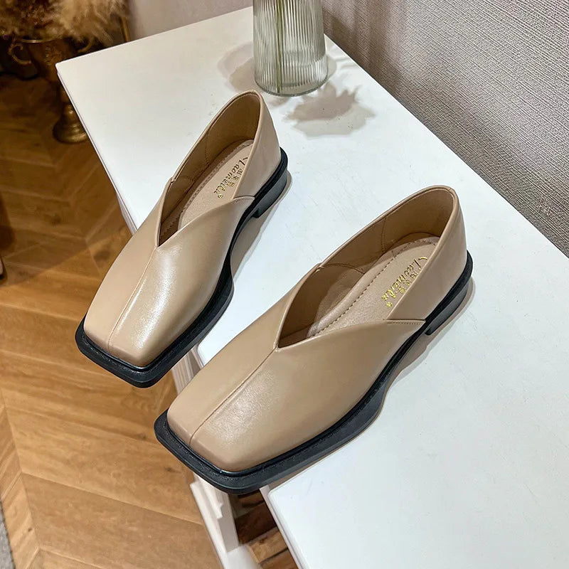 spring women's outerwear shoes Square toe design Mary Jane shoes Women's casual low-heeled shoes Work boat shoes 41-43