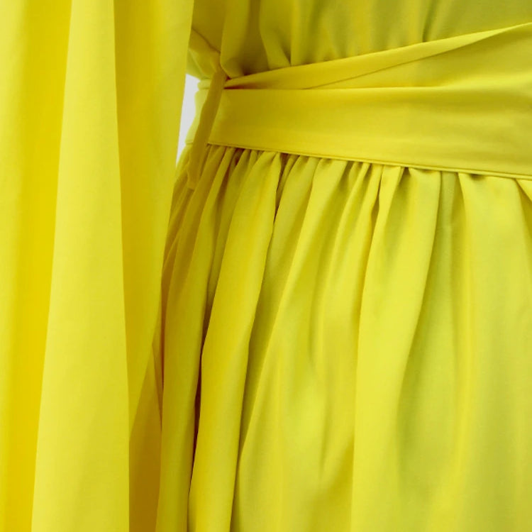 5XL Elegant Women White Yellow Dress Fashion Casual Solid Lantern Long Sleeve African Dress Office Ball Gown Vestidos Plus Size