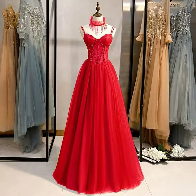Prom Party Dresses Sexy See-Through Bodice Floor Length Evening Dress Formal Occasion Gown