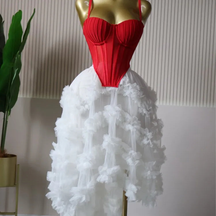 CM.YAYA Women's Dress Set Tunic Irregular Crop Top and Irregular Ball Gown Maxi Long Skirt Suit 2025 Two 2 Piece Set Outfits