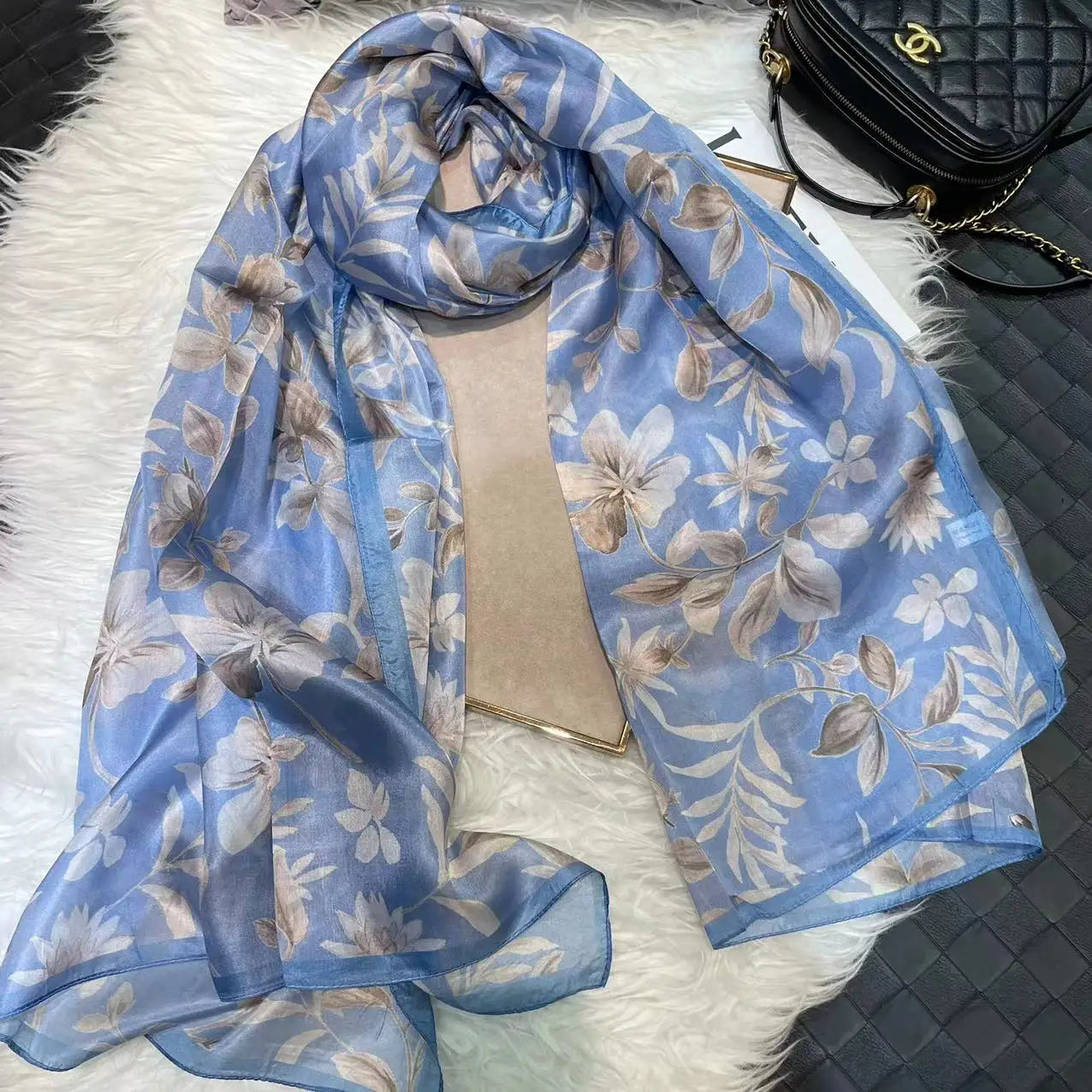Ladies Green 100% Silk Scarf Shawl Winter Rose Design Women Pure Silk Scarves Wraps Fashion Beach Shawl Cover Ups Pink Scarf black color
