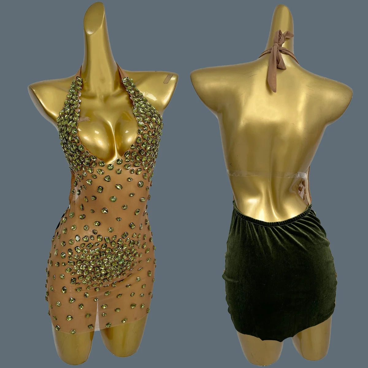 Sexy See Through Mesh Mini Dress Women Deep V Neck Backless Short Dress Club High-end Birthday Party Fancy Girls Outfit Baoshi