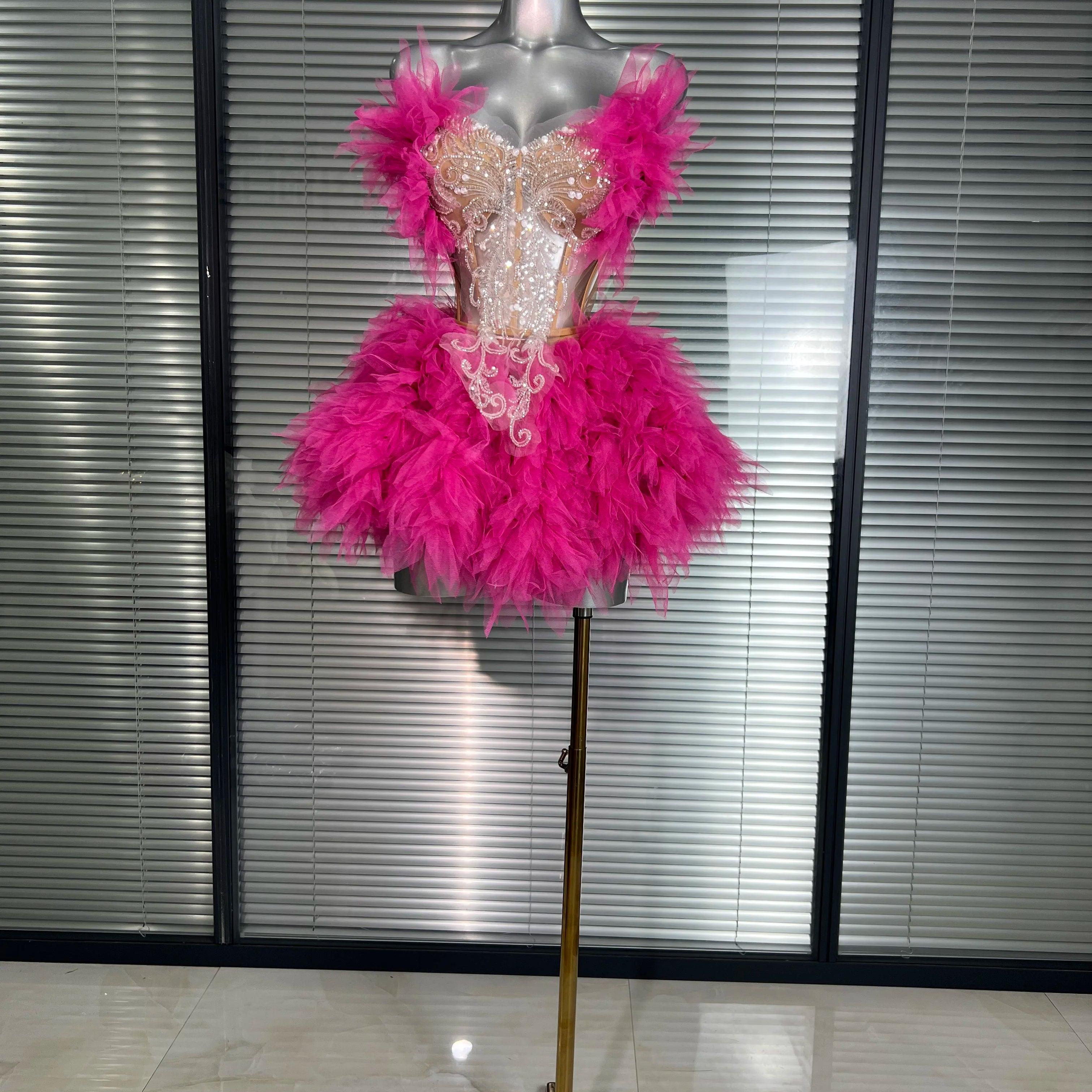 INS New Sexy Two Pieces Set Women Celebrity Silver Night Club Skirt Suits  Stage Performance Costume