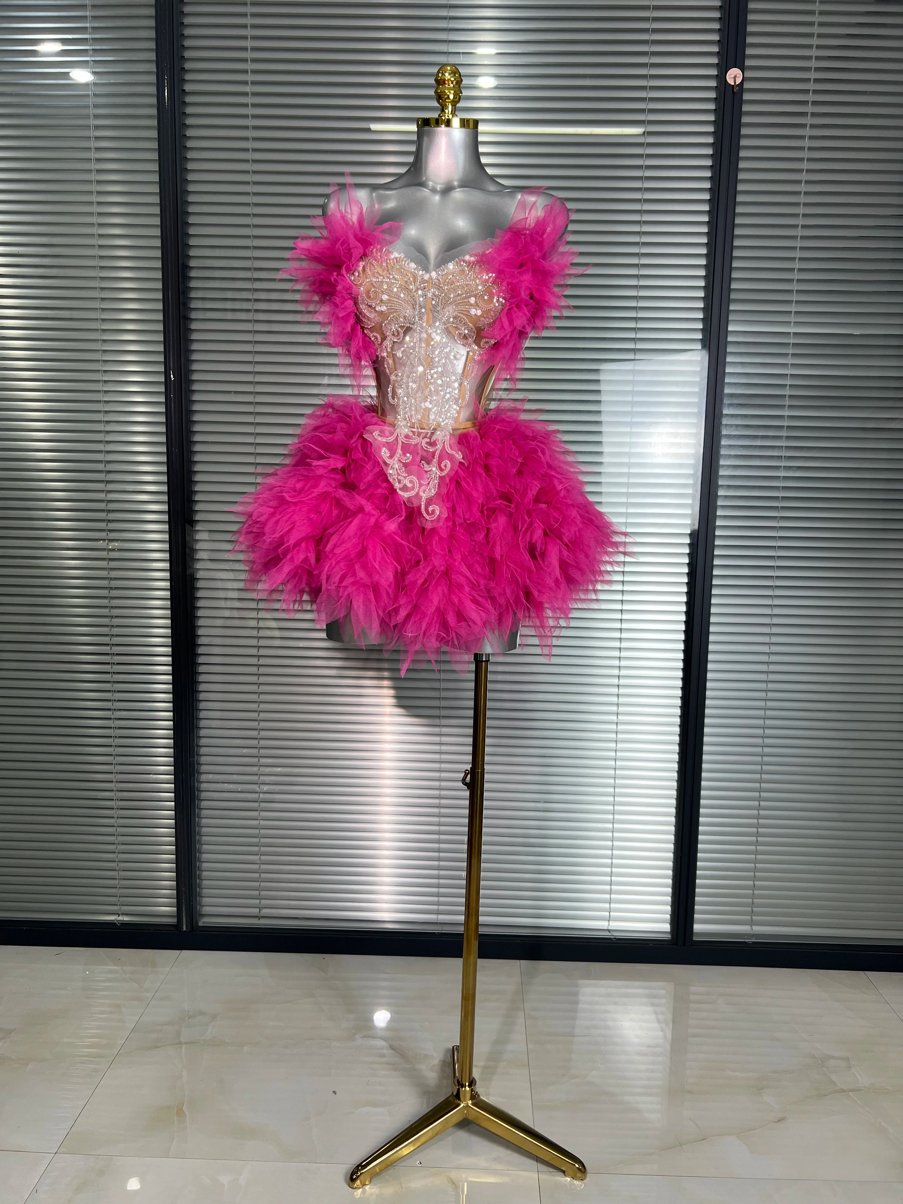 INS New Sexy Two Pieces Set Women Celebrity Silver Night Club Skirt Suits  Stage Performance Costume