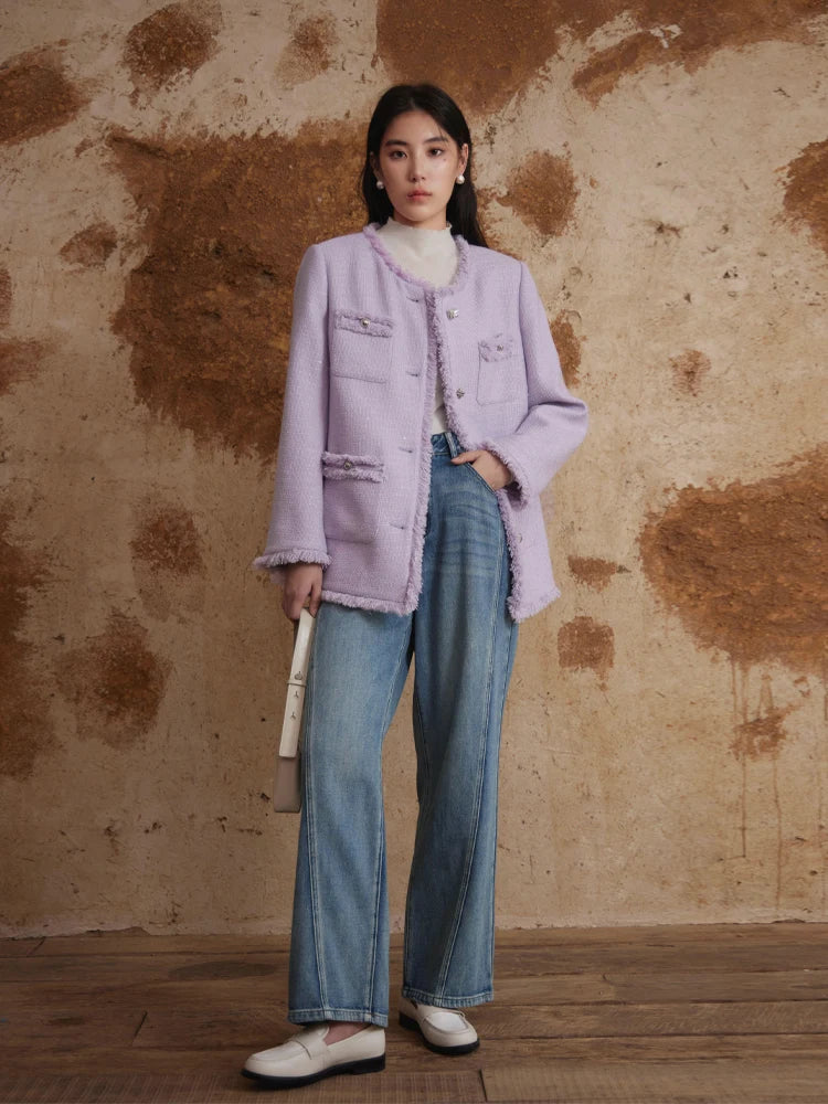 Casual Style High Waist Cotton Straight Jeans for Women Autumn All-match Denim Pants Female