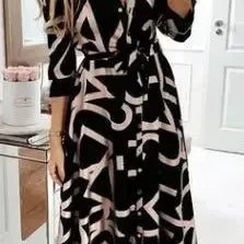 Dresses for Women Long Sleeve Prom Elegantes Spring Autumn Party Evening Dress Fashion Print Clothing Vestidos Para Mujer black