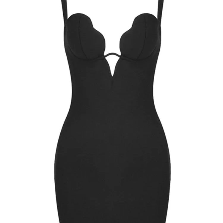Women Celebrity Summer Sexy V Neck Backless Black Mini Bodycon Bandage Dress 2024 Elegant Evening Club Party Outfit