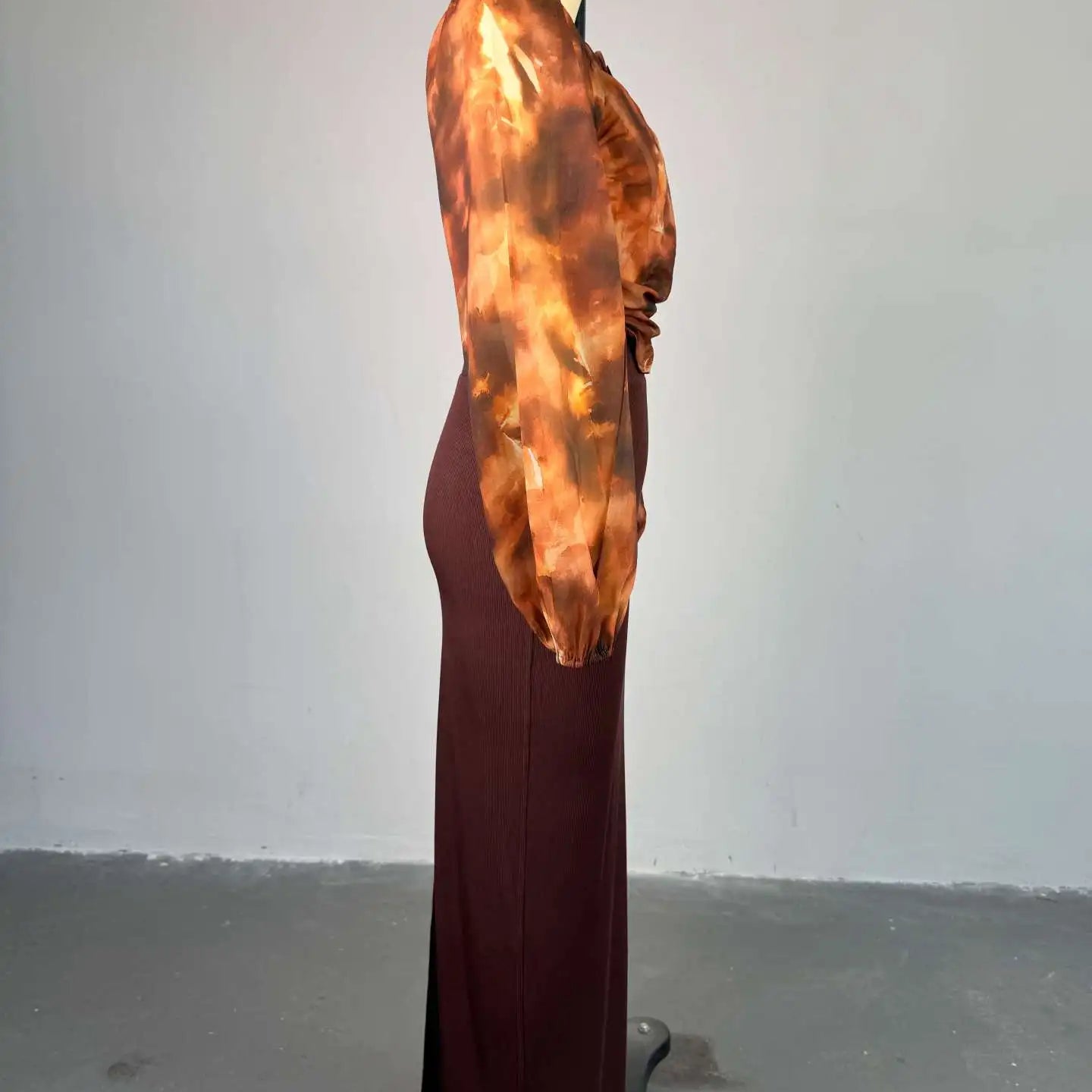 CM.YAYA Fashion Elegant Mesh Printed Women Set Street Tops + High Waist Long Skirts Suits Party Birthday Two 2 Piece Sets Dress