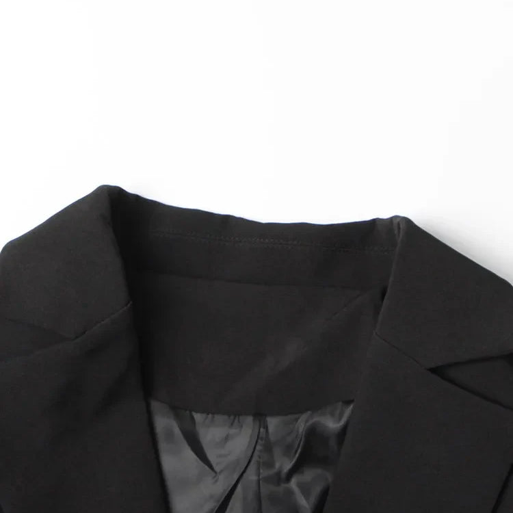 Solid Designer Blazers For Women Notched Collar Long Sleeve Patchwork Single Breasted Casual Blazer Female Clothing