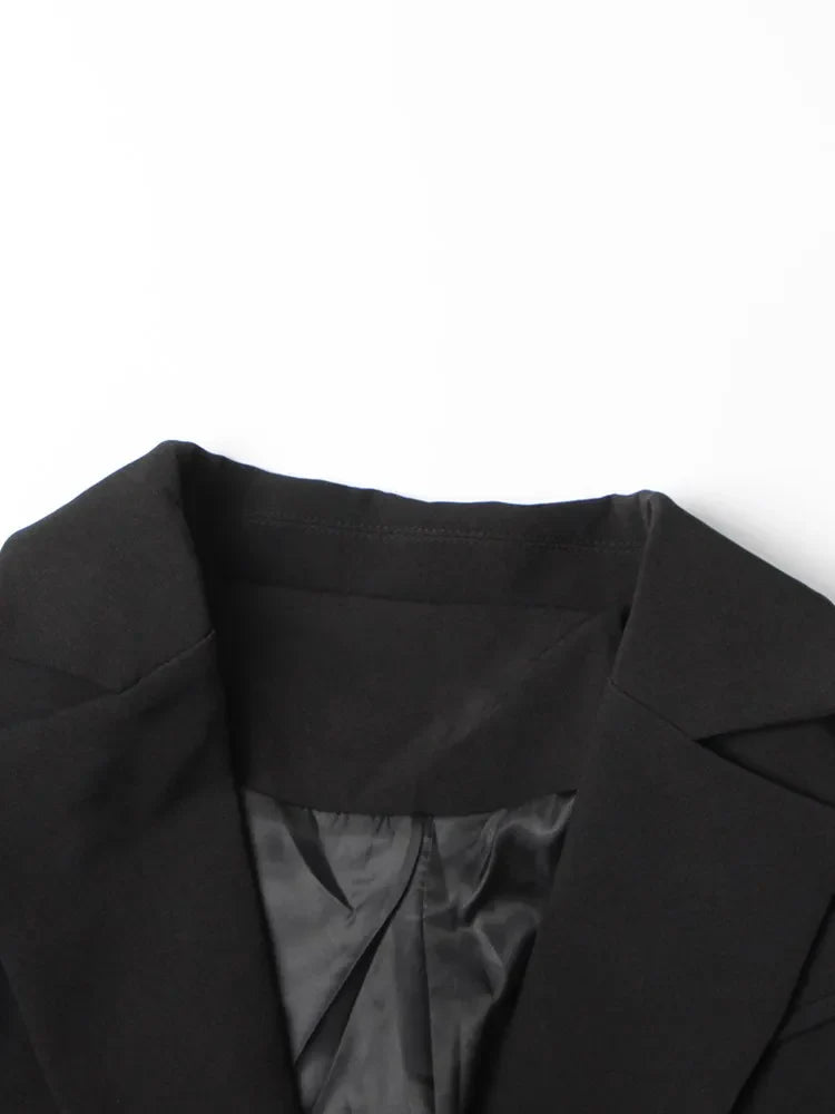 Solid Designer Blazers For Women Notched Collar Long Sleeve Patchwork Single Breasted Casual Blazer Female Clothing