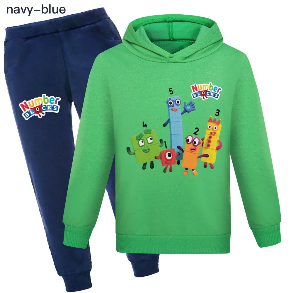 Number Blocks Clothes Kids Pullover Hoodies Navy Pants 2pcs Sets Boys Cartoon Sportsuit Toddler Girls Outfits Children's Clothing COLOR 6