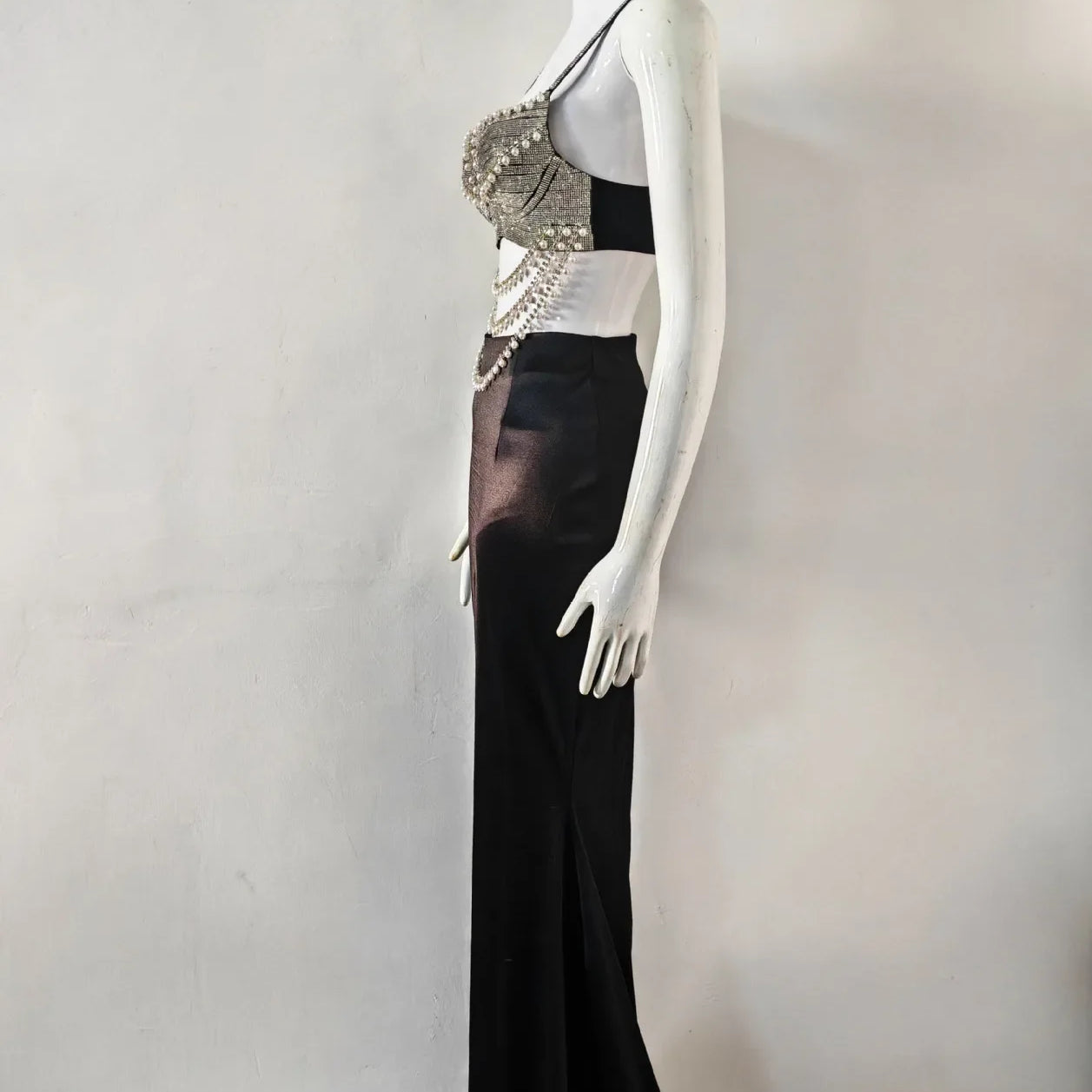 Summer Women Sexy Shinning Crystal Tops 2 Pieces Bodycon Long Dress Elegant Evening Birthday Party Cocktail Outfit