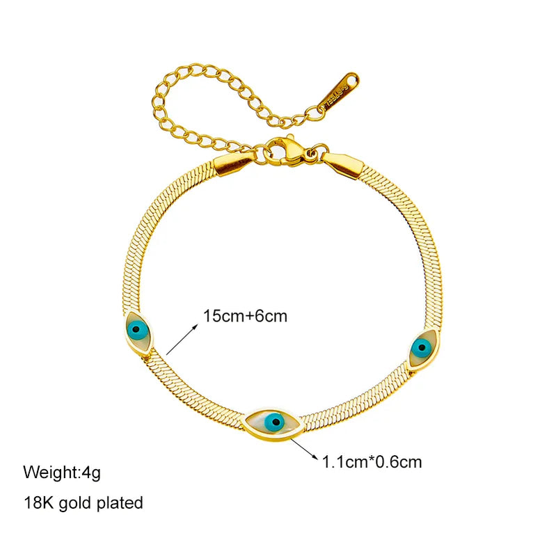 316L Stainless Steel Blue Eye Charm Bracelet for Women Rustproof Gold Color Girls Wrist Jewelry Party Wedding Gifts