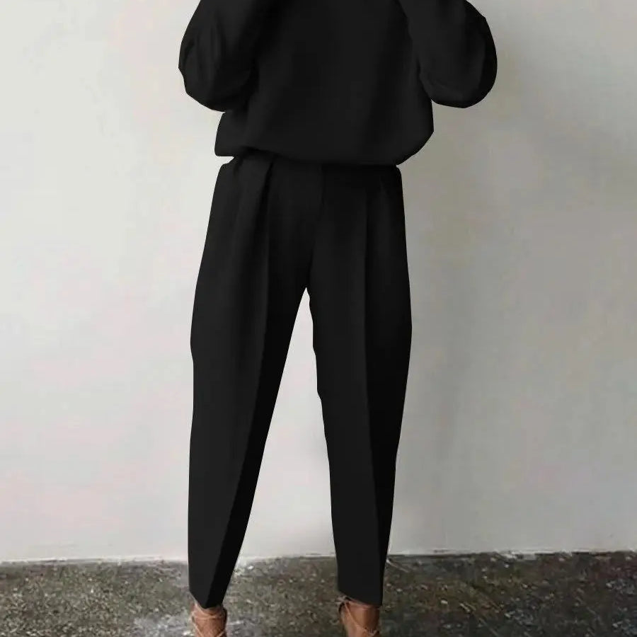 2 Piece Sets Women Outfits Simple Solid Tracksuit Drawstring Sportswear Joggers 2pcs Sets Spring Autumn Winter Clothing 3xl Black