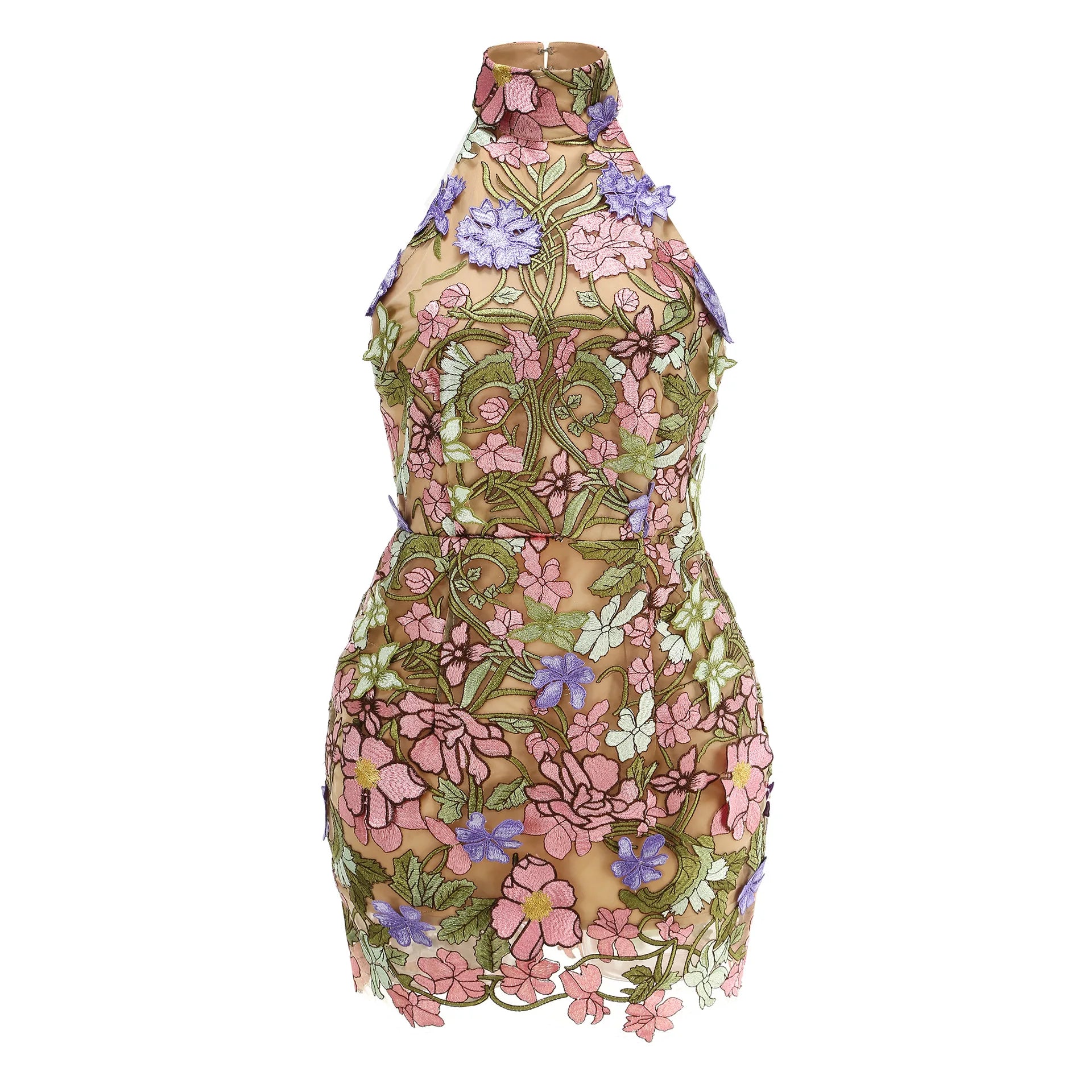 2025 New Arrival Women Sexy Halter Backless Embroidery  Bodycon Mini Dress Celebrate Birthday Party Girls' Vacation Dress