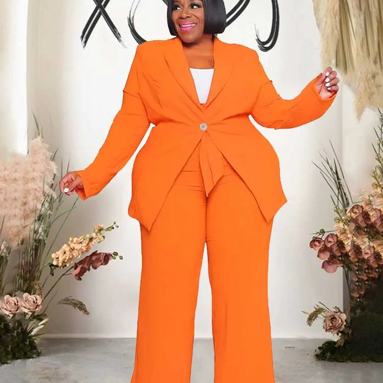 2 Piece Sets Women Outfit Winter Long Sleeve Sexy Pant Suits with Blazers Ladies Chic and Elegant Blazer Set Female Plus Size