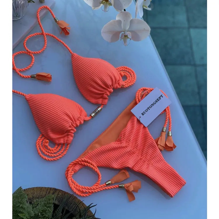 Sexy Bikini Push Up Women Swimsuit Thong Brazilian Bikini Swimwear Female Swimming Bathing Suit Beachwear 8259