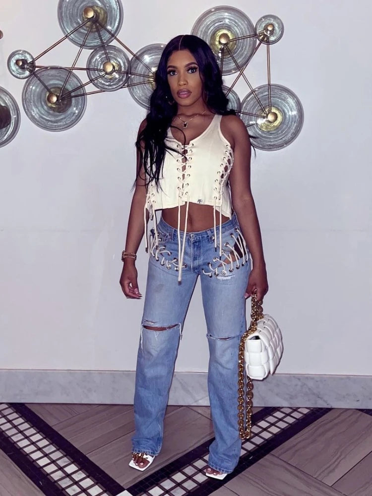 Autumn and winter street fashion trends, women's jeans B