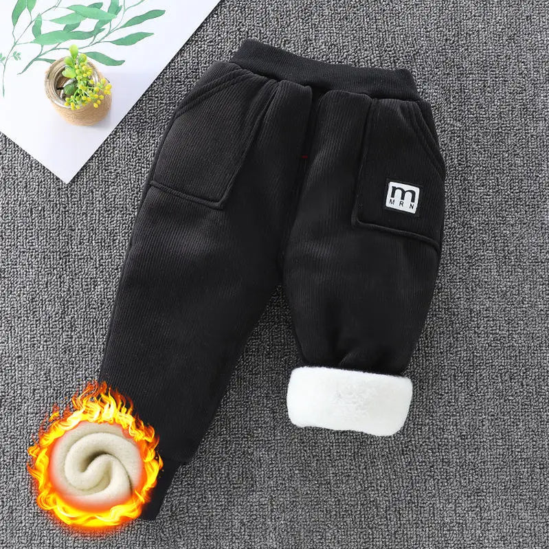 Winter Kid Thick Fleece Trousers Autumn 0-6Y Children Straight Warm Sports Pant Baby Girl Elastic Waist Jogger Sweatpant for Boy Boys Thick Sweatpant