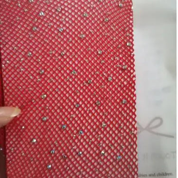 Fishnet Diamond Pantyhose Women Sexy Fashion Shiny Net Tights Female Slim Rhinestone Mesh Nylon Stockings Tights Red One Size