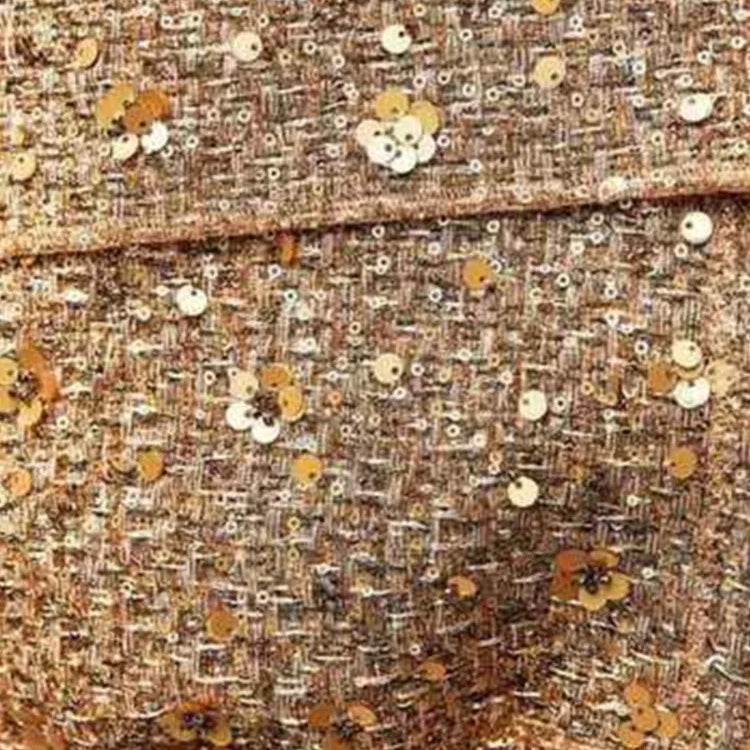 Fashion Gold Sequin O-neck Women Short Jacket Covered Button Long Sleeve Loose Elegant Coat Autumn farty Casual Lady Streetwears