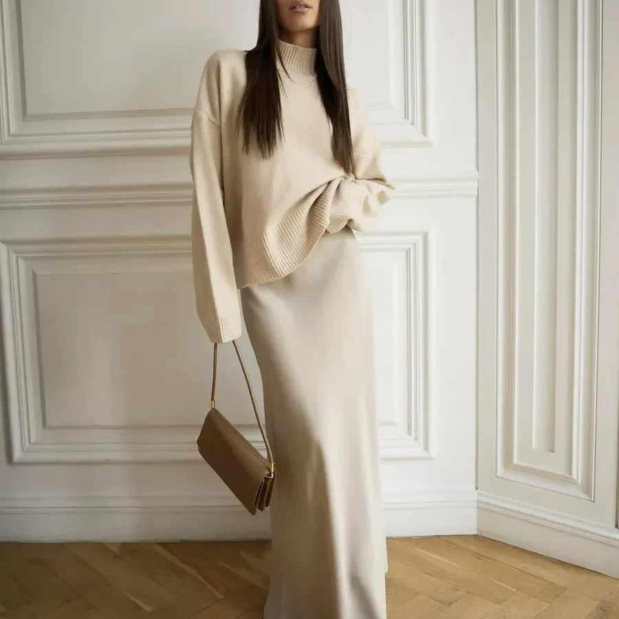 Bornladies Casual Satin Women'S Skirt Spring Summer Fashion Loose High Waist Maxi Skirts Elegant Simple Slik Fishtail Skirt APRICOT