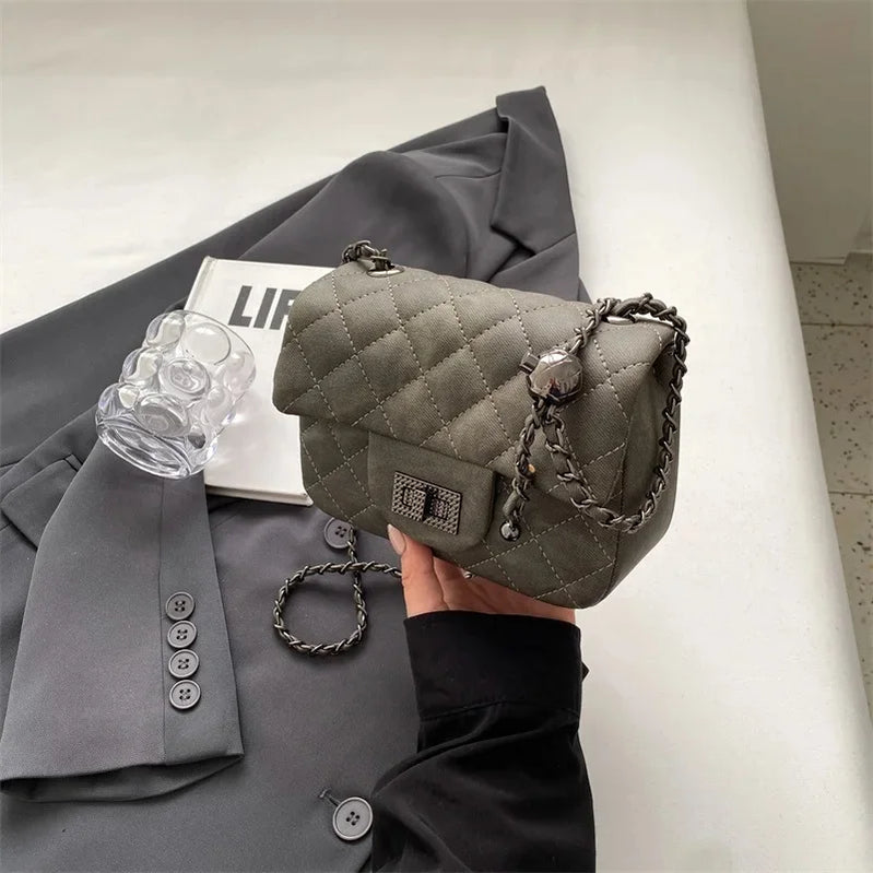 Winter Commuter Women's Crossbody Bag Retro Diamond Chain Square Handbag Shoulder Bag Elegant Sensation Commute Work Bag