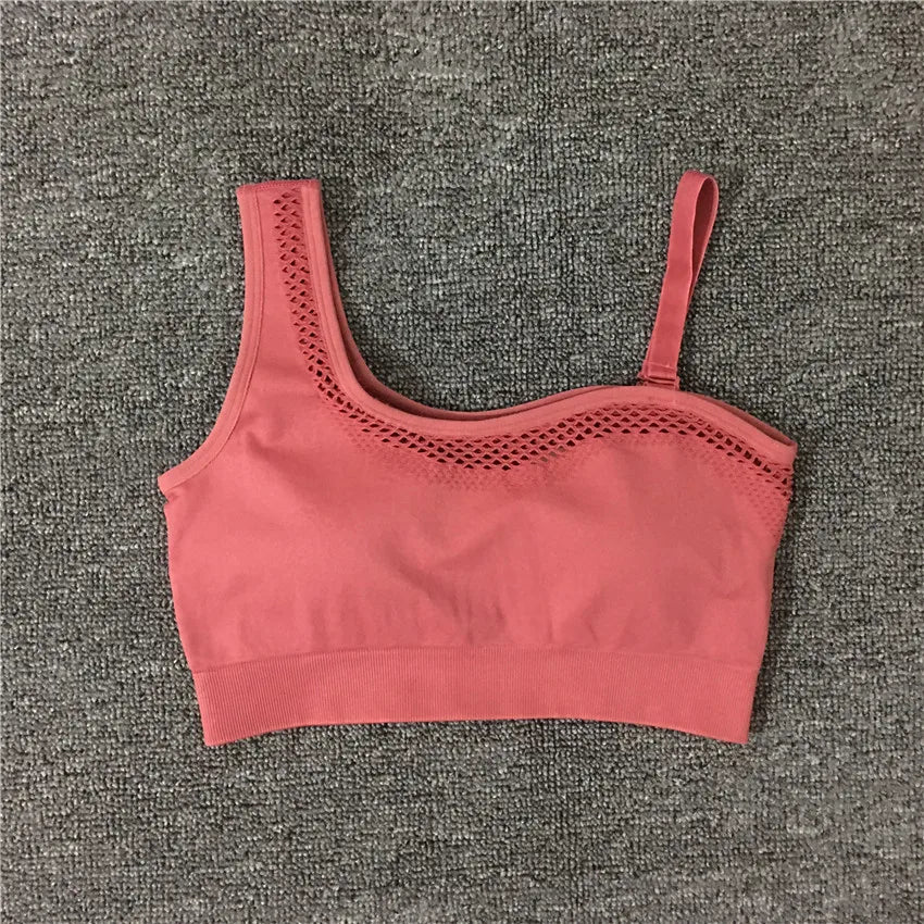 1/2Pcs Seamless Yoga Set Women Gym Sportswear Outfit Yoga Pant Leggings One Shoulder Sports Bra Workout Cloth Tracksuit rust bra