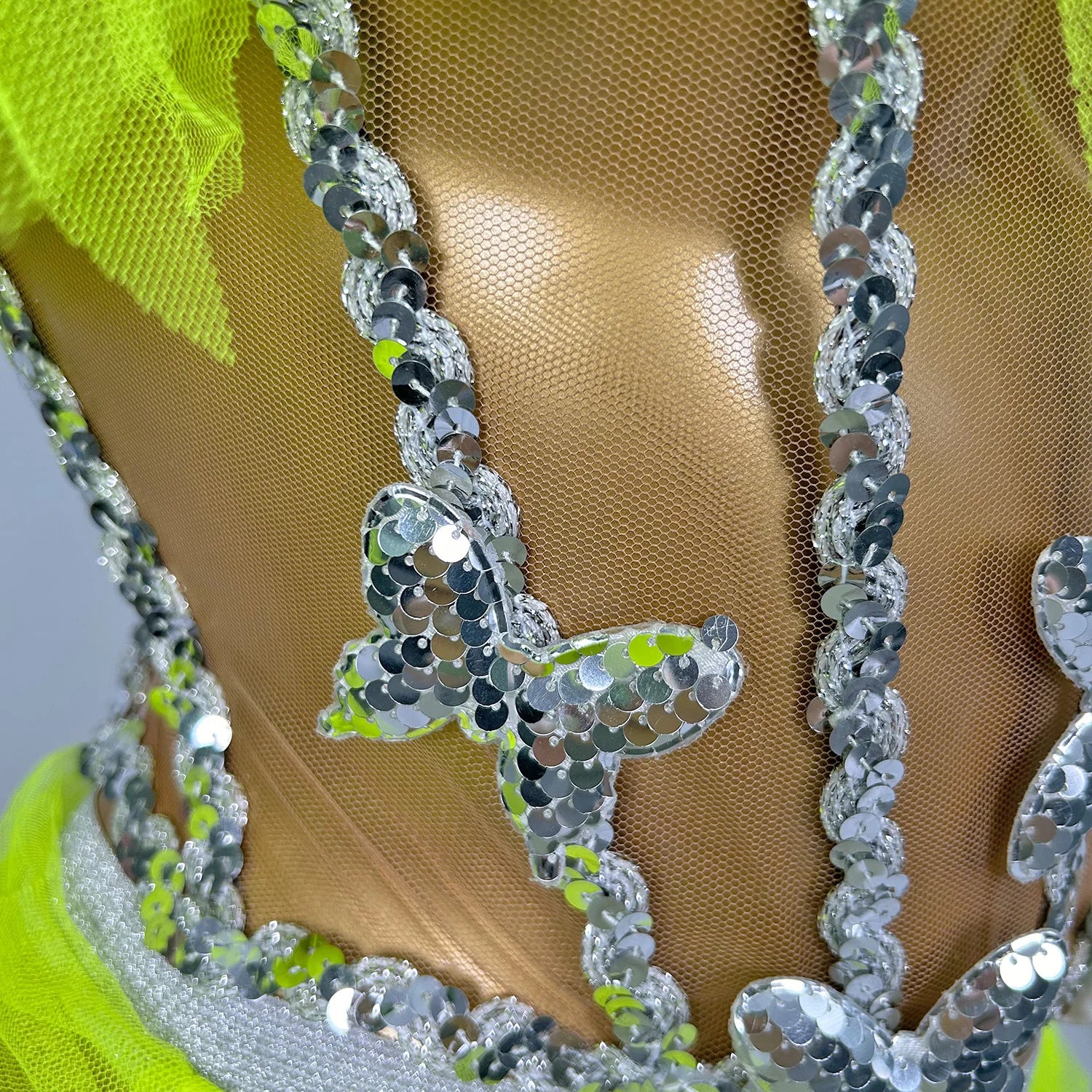 Women's Tulle Asymmetrical Dress Prom Sheer Mesh Mini Dress Bodycon Club Stage Performance Wear Birthday Prom Hot Design Xinshen