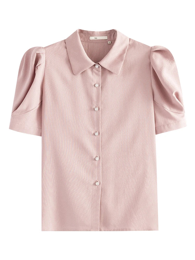 French Court Style Women Shirts Puff-sleeved Short Sleeve Elegant Vintage Casual Female Blouses Tops