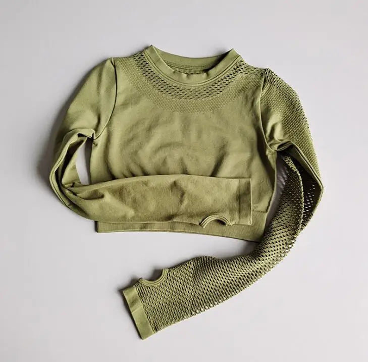 1/2Pcs Seamless Yoga Set Women Gym Sportswear Outfit Yoga Pant Leggings One Shoulder Sports Bra Workout Cloth Tracksuit army top