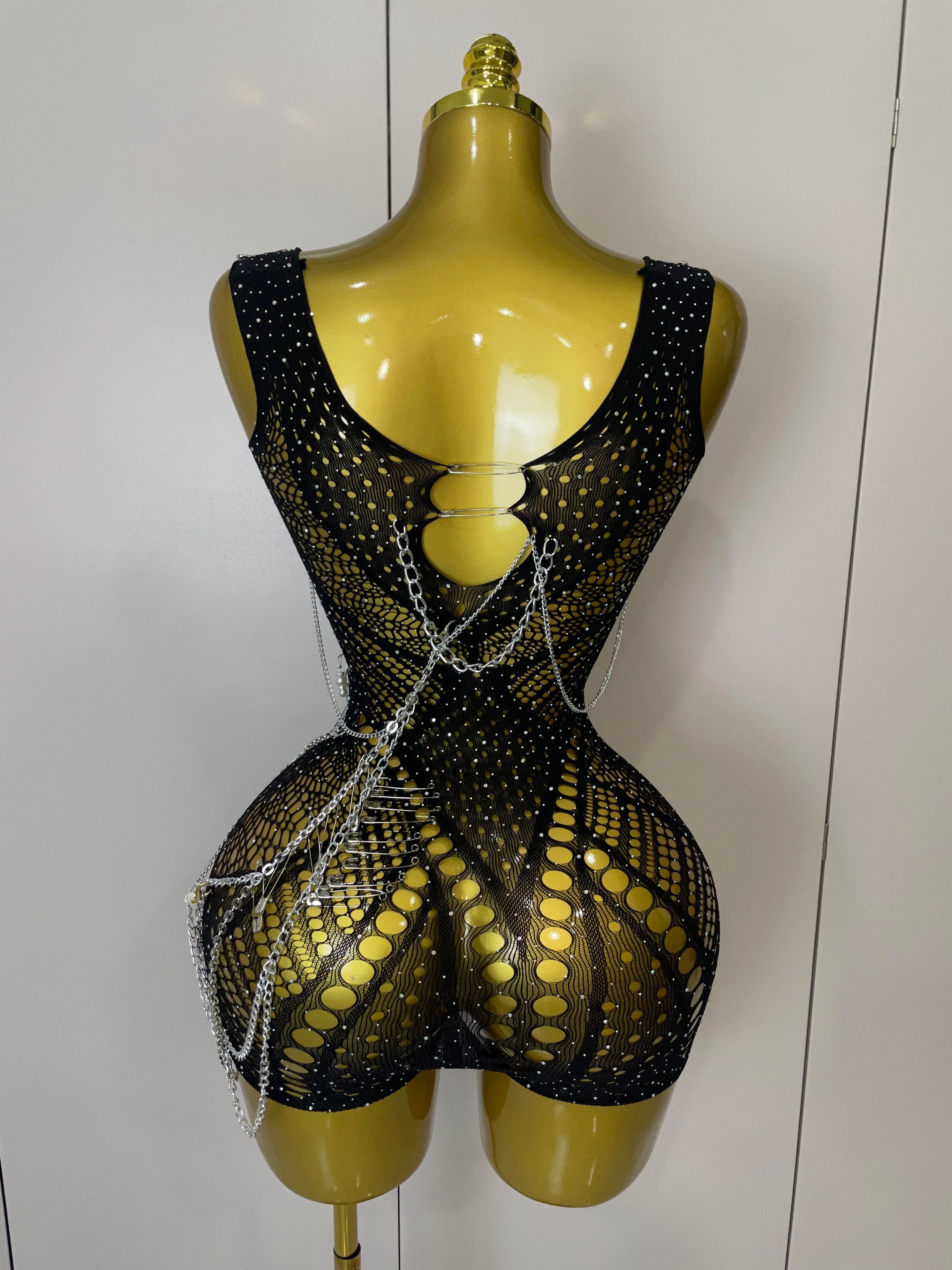 Body feminino sexy transparente preto com bainha de alfinete, minivestido para festa de aniversário, boate, cantora, dançarina, traje de apresentação