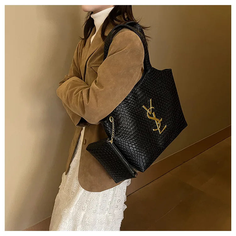 Large Tote Bag for Women,Big Woven Shopper, Fashionable Work Bag, Spacious Laptop Purse for Commute, Shoulder & Underarm Handbag