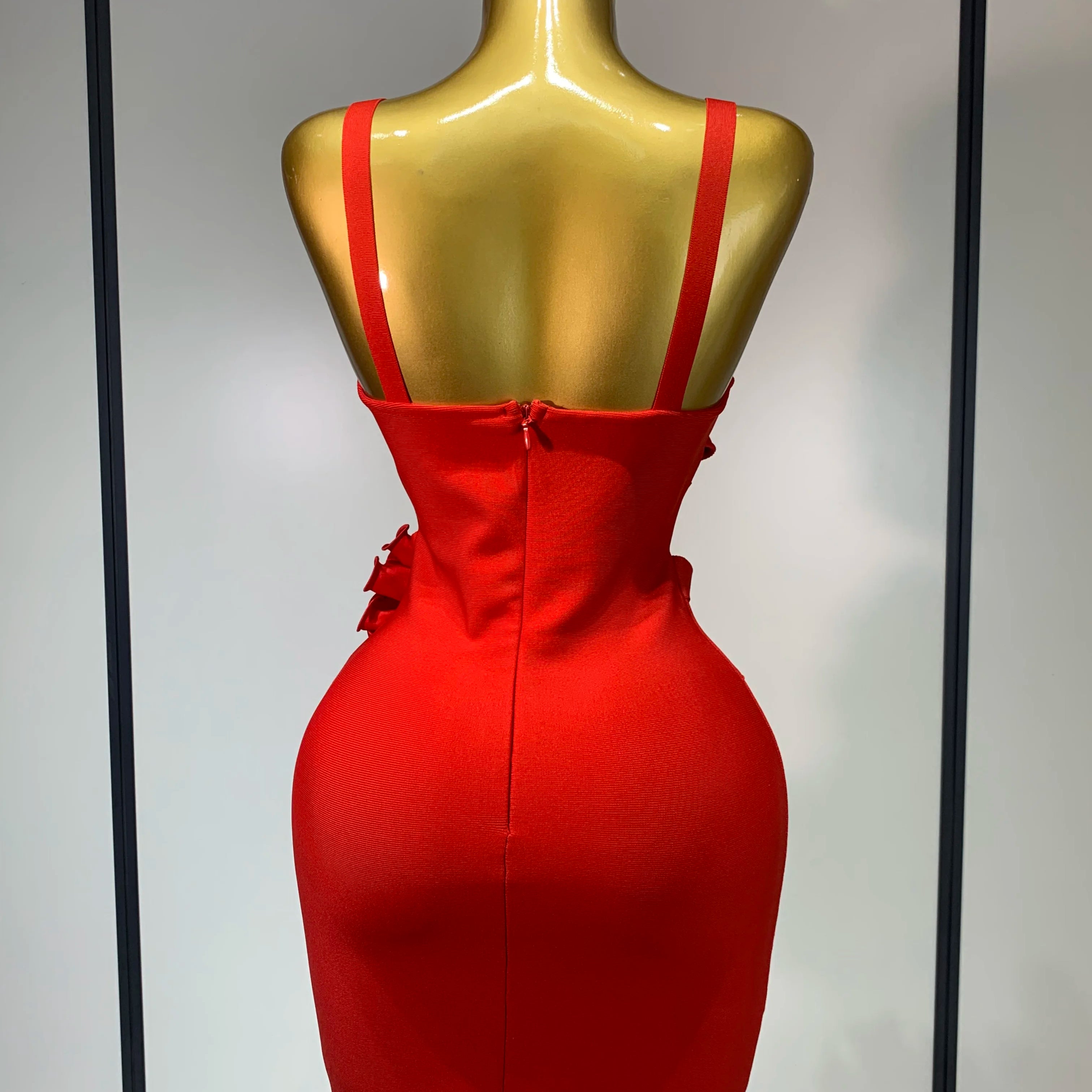 Women Sexy Cut Out Bodycon Flower Mini Dress Women Red Backless Dress Nightclub Celebrity Elegant Evening Party Birthday Dress