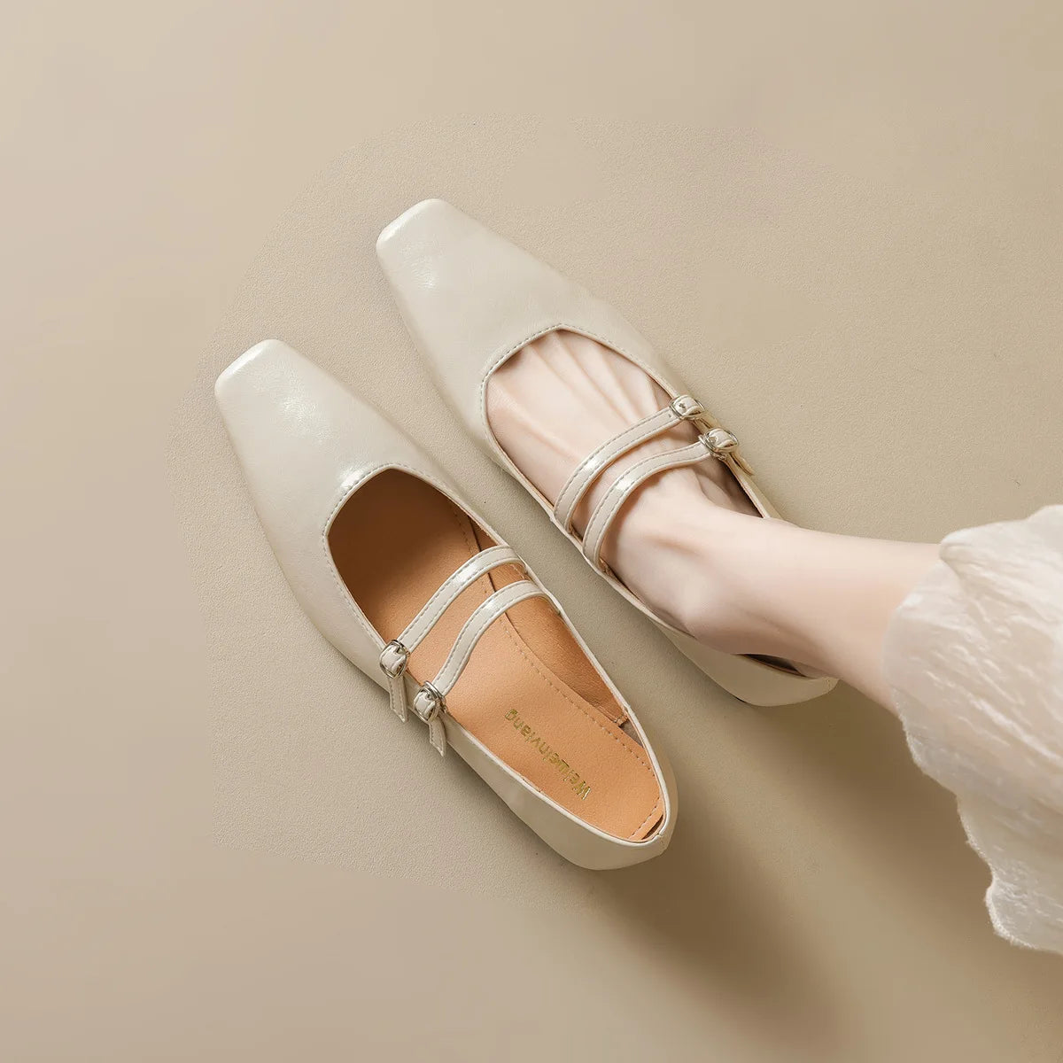 spring women's outerwear shoes Square toe design Mary Jane shoes Ladies casual high heels Work boat shoes Large sizes 41-43