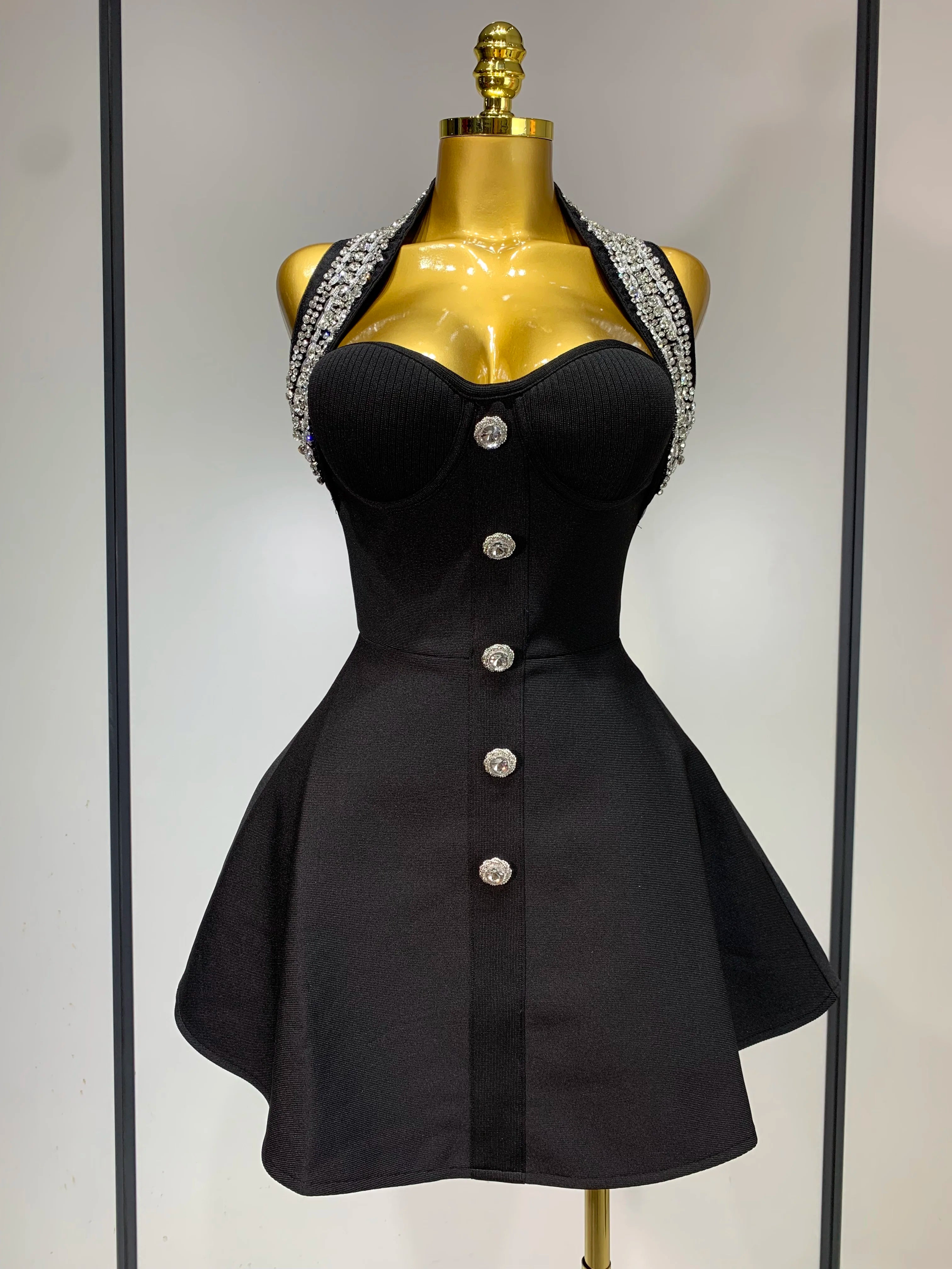 Women Luxury Birthday Dress Sexy Backless Beading A Line Bandage Dress 2025 Knitted Celebrity Elegant Evening Club Party Outfit