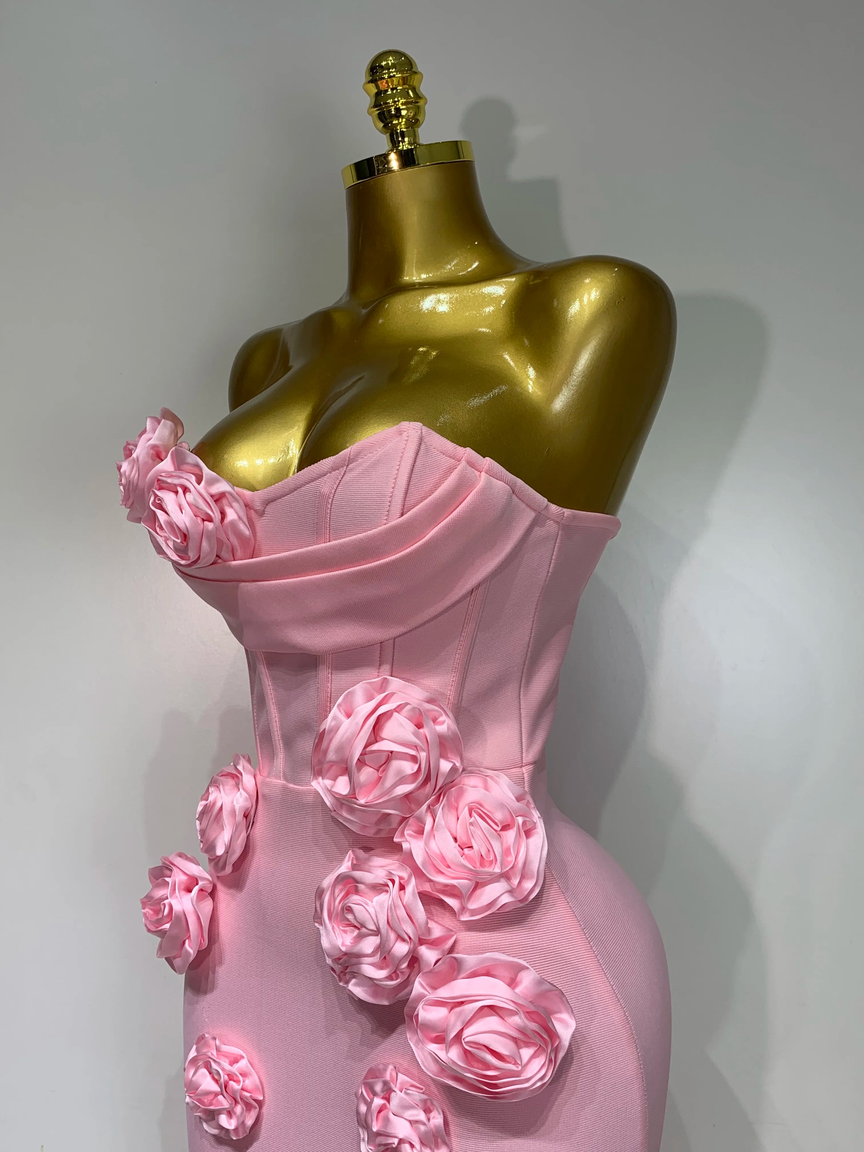 Women Celebrity Sexy Strapless Backless Flower Maxi Long Bodycon Bandage Dress 2025 Elegant Birthday Evening Club Party Dresses