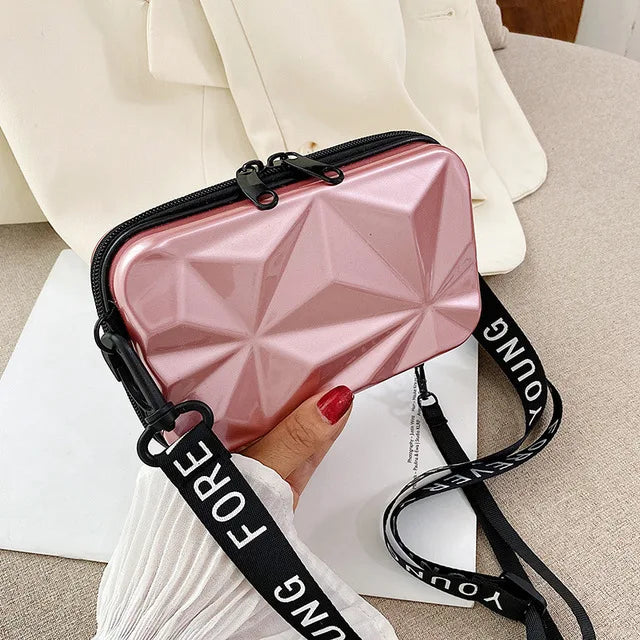 Luxury Hand Bags For Women 2023 New Suitcase Shape Totes Fashion Mini Luggage Bag Women's Branded Trending Famous Clutch Box Bag A007-Pink