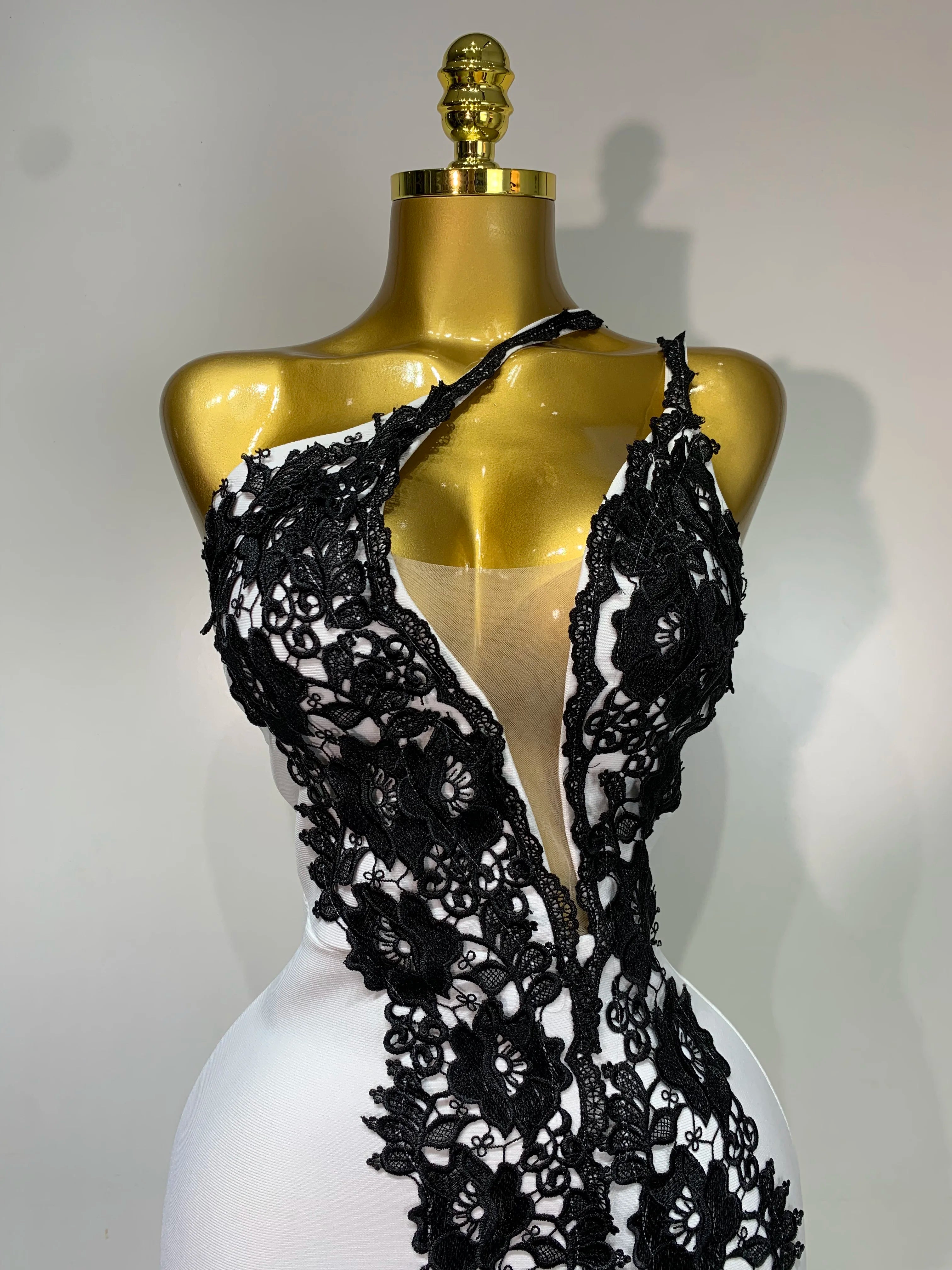 Women Designer Black Lace Bodycon Bandage Dress Luxury Birthday Party Dresses Elegant Long Celebrity Evening Prom Gowns