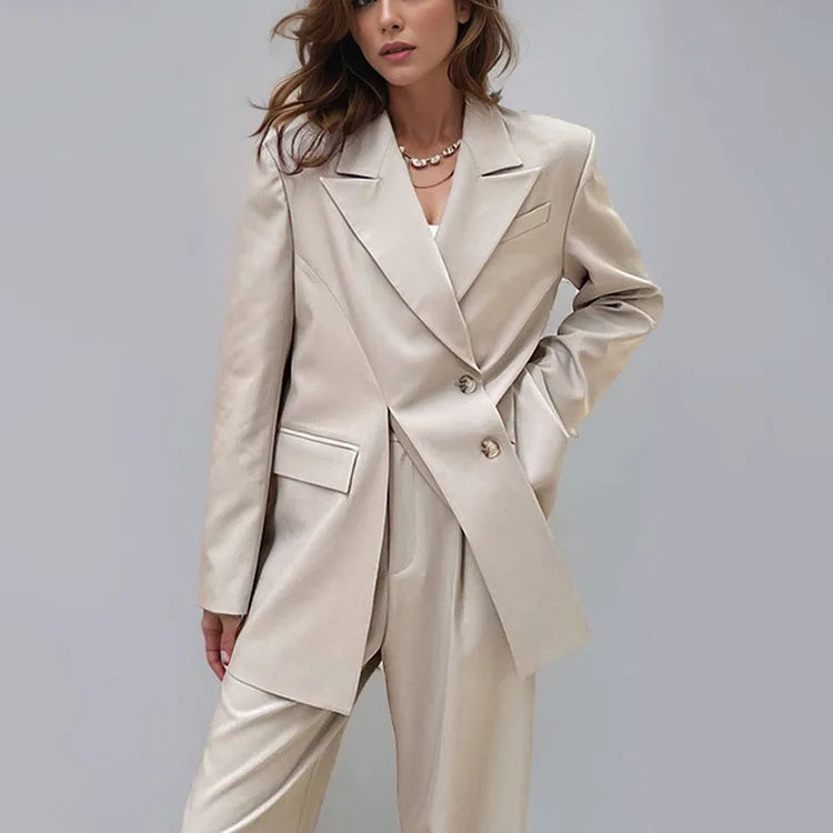 DEAT Fashion Women's Deconstructing Blazer Notched Collar Loose Single Breasted Apricot Suit Jackets Spring New 7AB368