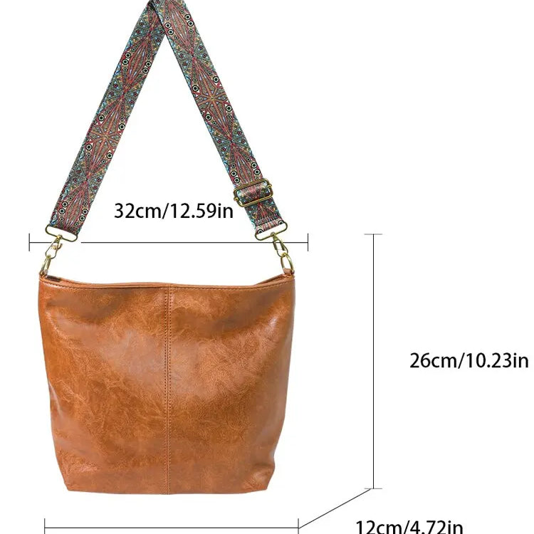 Women Vintage Crossbody Bag Geometric Strap Hobo Bag Large Capacity Shoulder Bag for Work & School Handbag