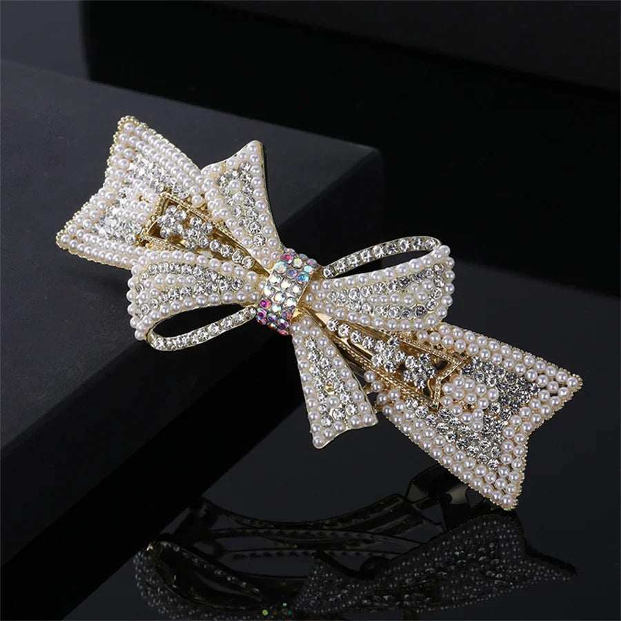 Fashion pearl Crystal Hair Clips Vintage Spring Hairpins Leaf Flowers Barrettes Elegant Women Headwear Luxury Hair Accessories 4