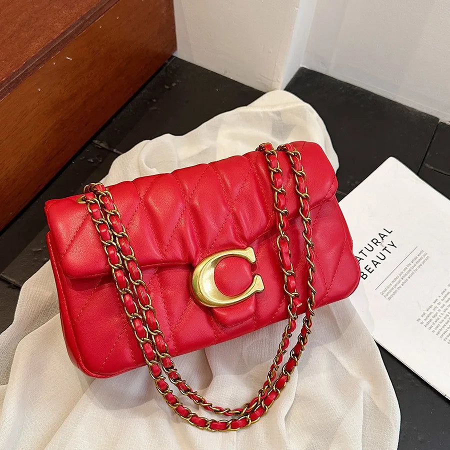 2025 Women's Quilted Crossbody Bag, Luxury Chain Strap Mini Bag, Diamond Pattern Shoulder Purse, Fashionable Elegant Clutch