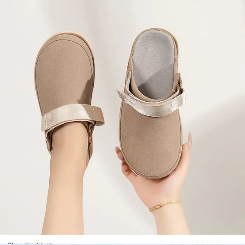 Fashion New Women's Suede Mules Slippers Women Clogs Cork Insole Sandals with Arch Support Outdoor Beach Slides Home Shoes