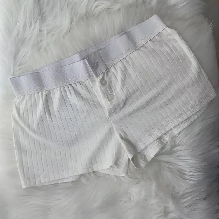 Casual Women Soft Cotton Front Buttons Shorts Summer Vintage Low Waist Female Chic Bottoms color7 One Size