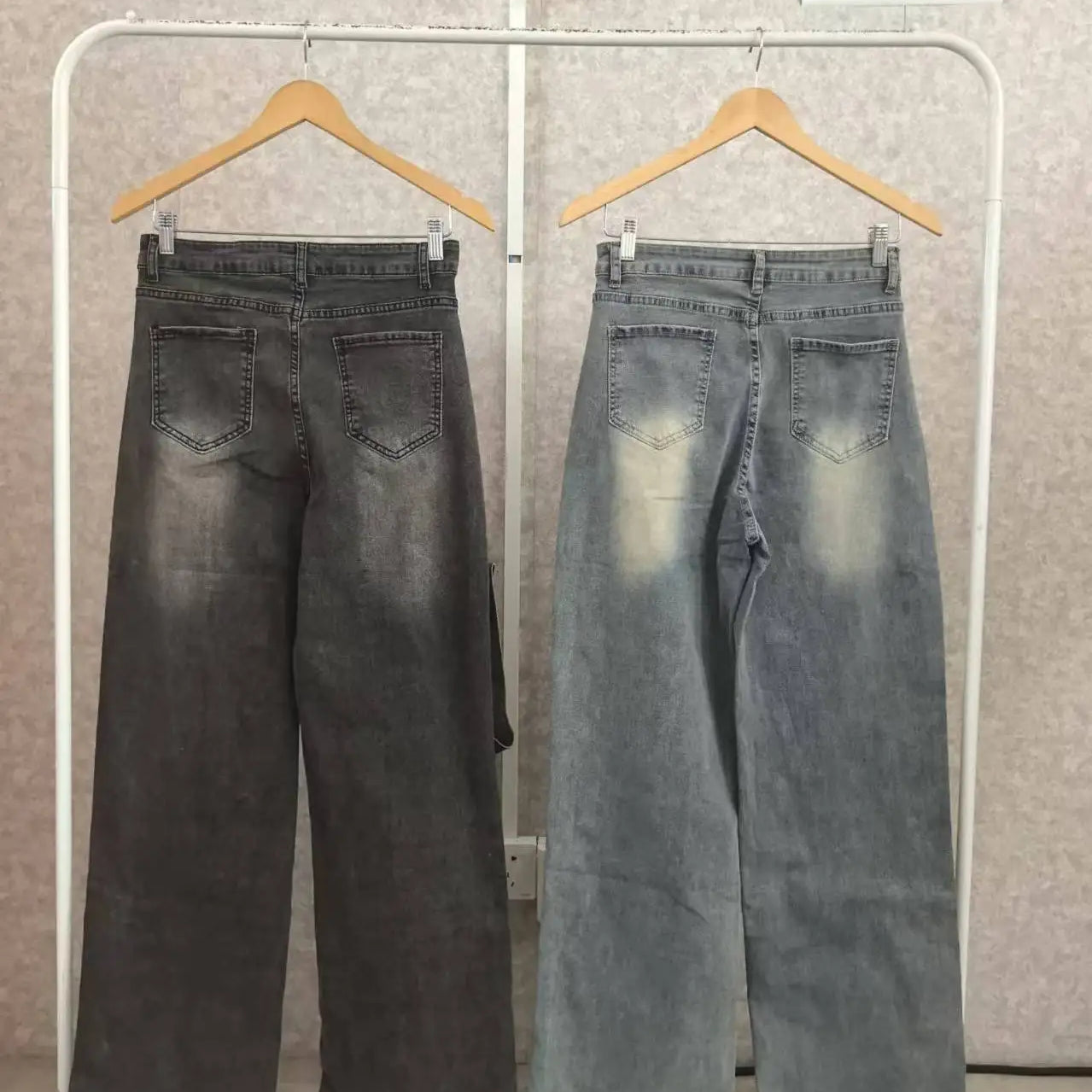 CM.YAYA Women Streetwear Button Cutout Cargo Straight Denim Wide Leg Jeans Pants 2024 INS Elastic Fashion Party Cargo Trousers